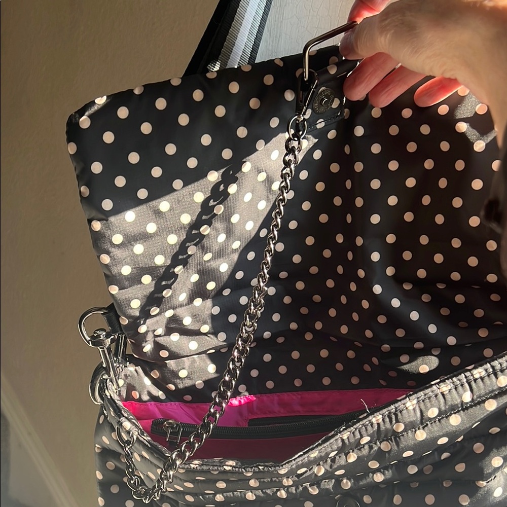 THINK ROYLN Black and White Polka Dot Shoulder Bag - Picture 12 of 16